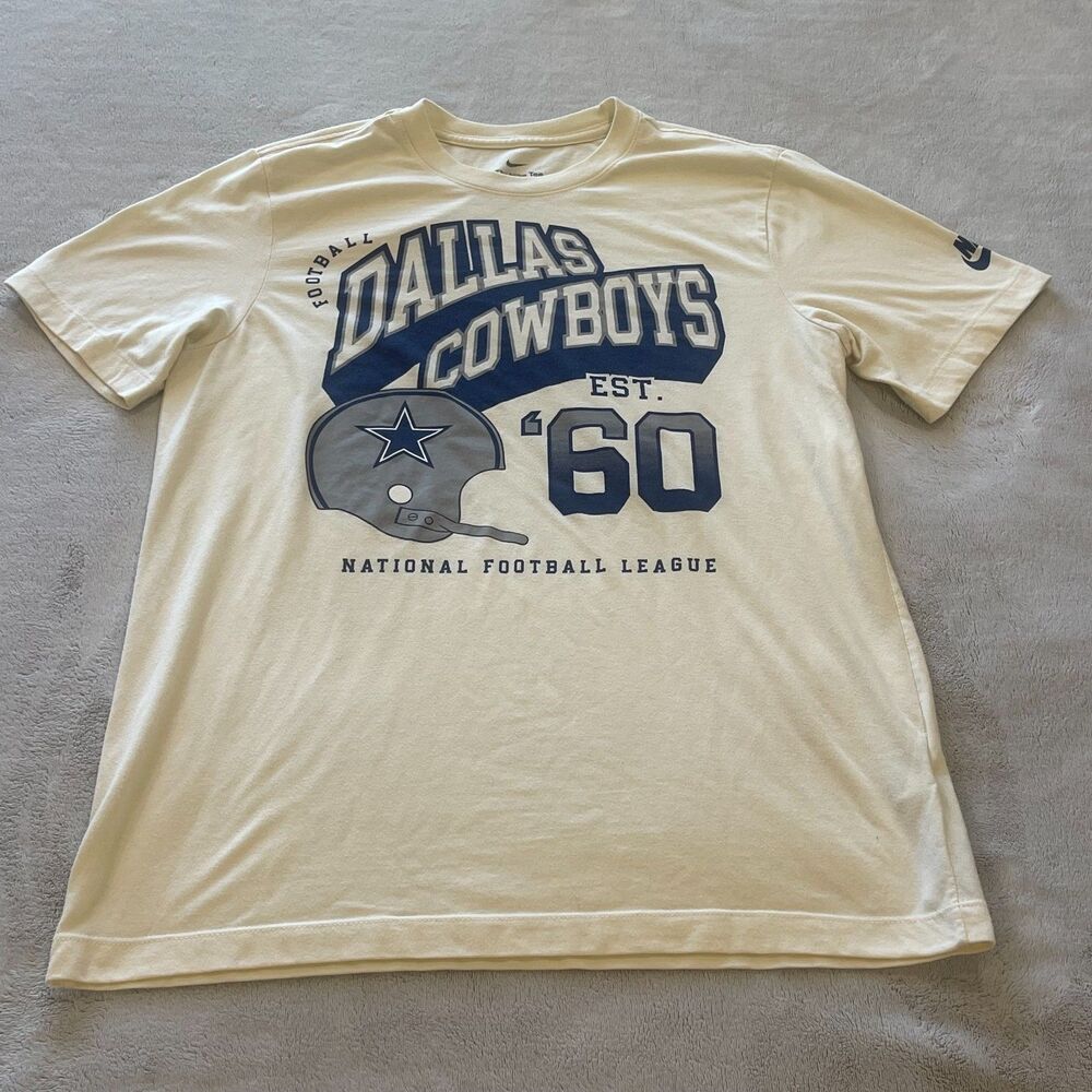 Nike Dallas Cowboys Est 1960 Retro Helmet T-Shirt Cream Men's Medium NFL Tee